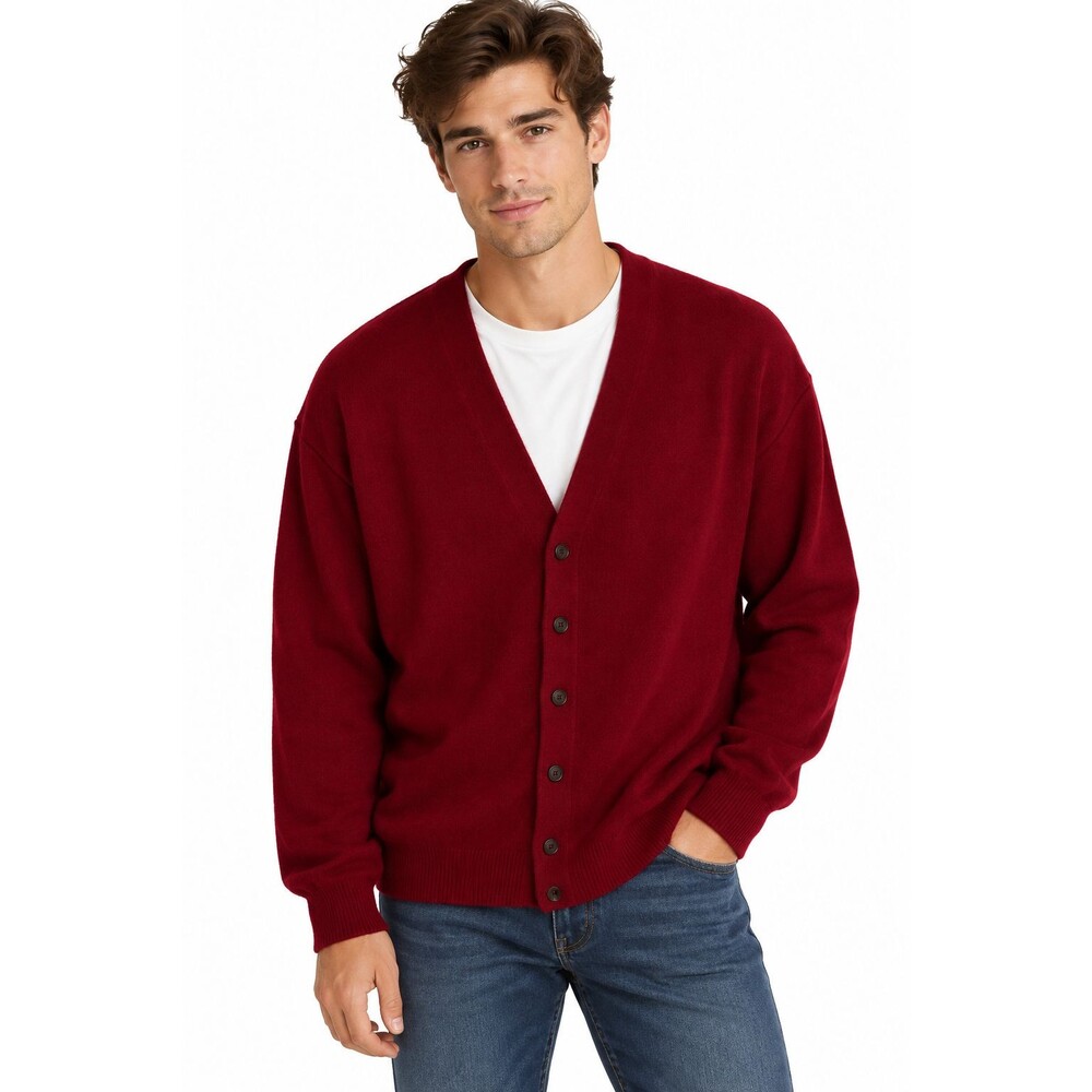 Men's Vintage Jantzen Cardigan Sweater Size Large Red Acrylic Preppy Grandpa